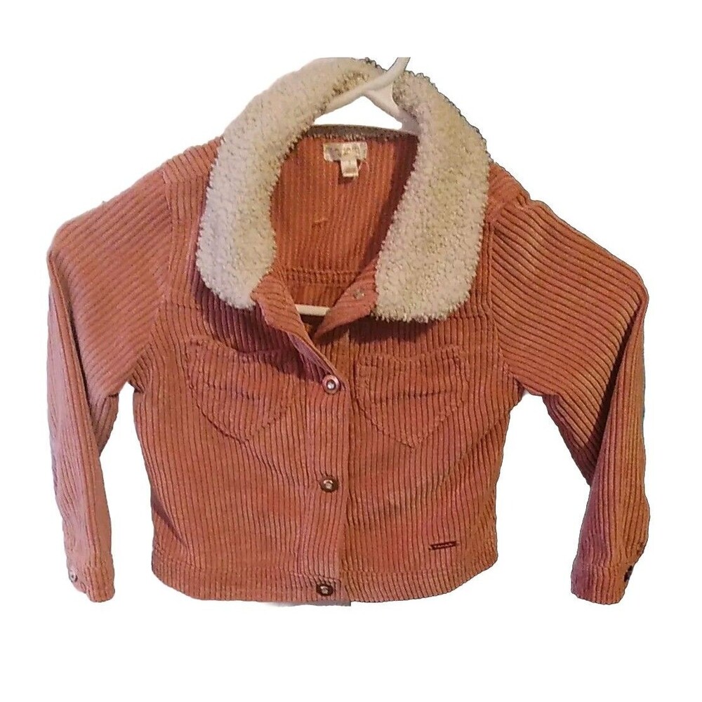 Tahari Girls Corduroy Pink Sherpa Collared Jacket Size 5